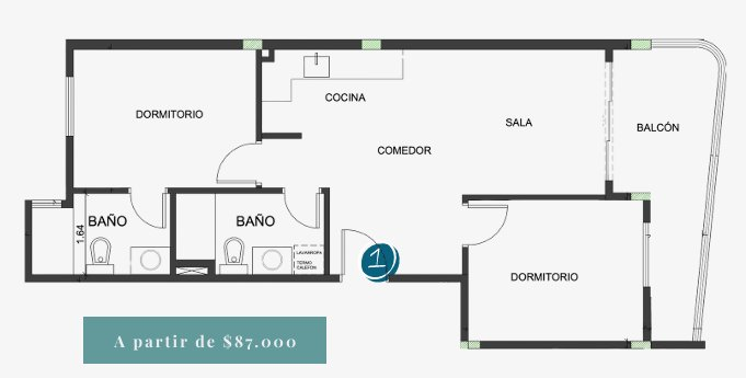 Plano Tipo 1 - 2 Dormitorios