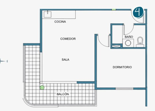 Plano Tipo 4 - 1 Dormitorio